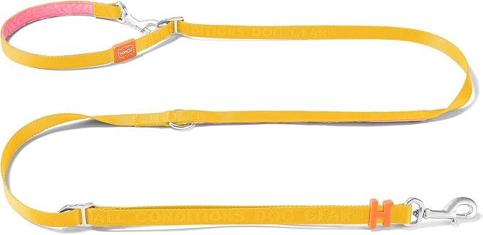 HOWGO Hands Free Dog Leash with Padded Handle,Multifunctional Crossbody Waist Leash for Walking Running Jogging Training,7.5 FT Nylon Adjustable Length for All Breeds(Yellow, Ultralight)