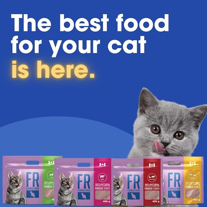 Freeze-Dried Raw Cat Food - Kangaroo & Lamb Formula, High Protein, Grain-Free, Whole Ingredients, No Additives, Meal Mixer or Topper - Supports Healthy Digestion, Coat, and Joints