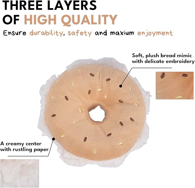 Dog Plush Squeaky Toy, Interactive Bagel Shape Puppy Snuffle Toys, Cute Dog Puzzle Enrichment Toy Treat Puzzle for Small and Medium Dogs