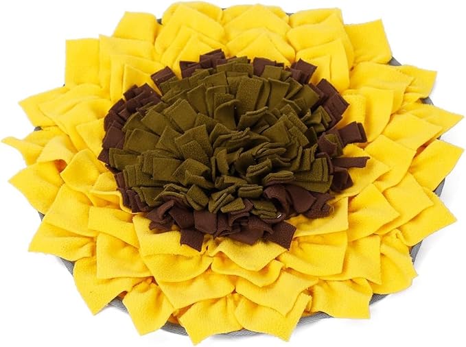 Snuffle Mat for Dogs Sunflower, Large Dog Snuffle Mat 19” x 19”, Plush Enrichment Toy Slow Feeder, Mental Health Puppy Chew Toys to Keep Them Busy, Machine Washable, Snuffle Mat for All Breeds Sizes
