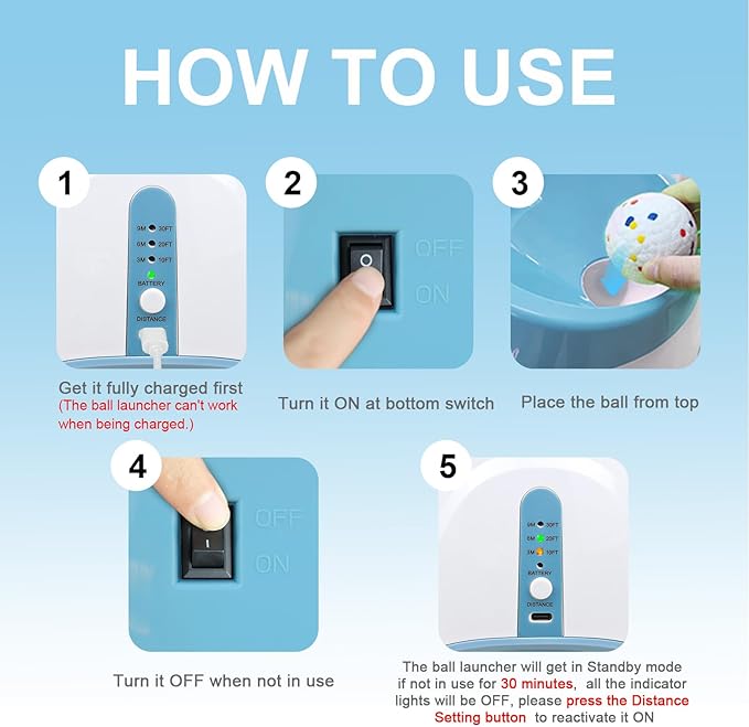 Automatic Dog Ball Launcher for Samll to Medium Dogs, Upgraded Interactive Toy Balls Thrower, Distance Adjustable Mental Stimulating Dog Toys with 4 Etpu Balls 2.2 Inch (Blue)