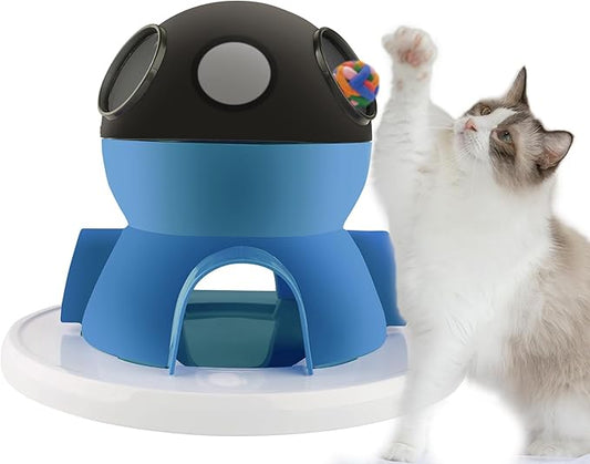 HOSUKKO Interactive Cat Puzzle Feeder,3 in 1 Intelligence Brain Stimulation Game Cat Treat Puzzle Toy and Slow Feeder Enrichment Toys for Indoor Cats Dogs (Blue)