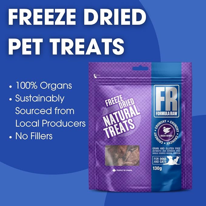 Freeze-Dried Duck Wings for Pets – Crunchy Whole Wing Treats for Dogs and Cats – Natural Raw Meaty Bones for Chewing and Dental Health