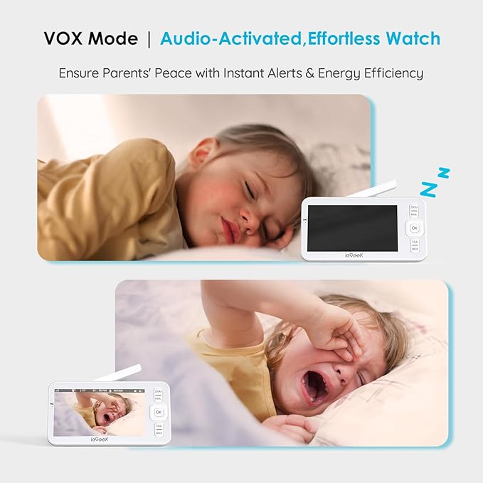 ieGeek Baby Monitor with Camera and Audio,5" Screen,HD Night Vision,2-Way Talk,Motion Detection,Temperature&Humidity Sensor,WiFi Baby Camera Monitor Supports Smartphone App(Upgrade)