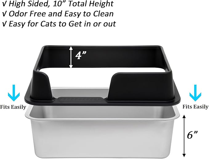 Kichwit Stainless Steel Cat Litter Box with High Sides Easy to Clean, Smooth Surface, Rust Resistant, 19.8" x 13.8" x 10" (with Lid)