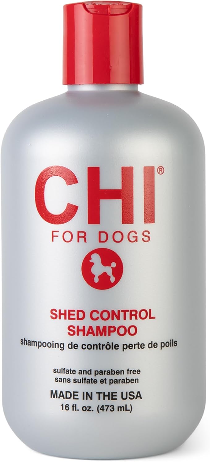 CHI for Dogs Shed Control Shampoo - Anti-Shedding Dog Wash for Excess Fur and Loose Hair - Gentle Formula for All Coat Types - Sulfate and Paraben Free - pH Balanced - Made in USA, 16 Fl Oz