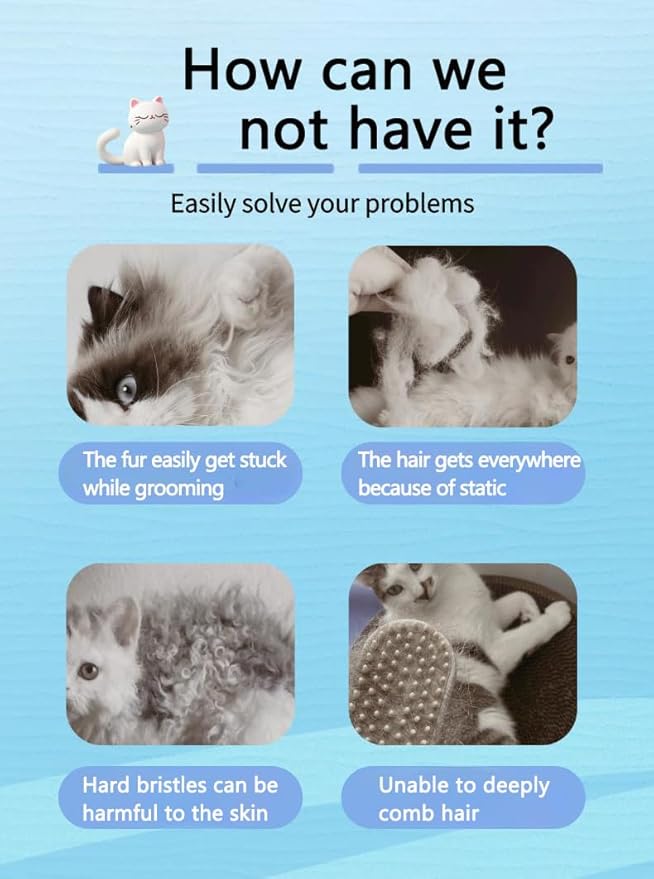 Pet Grooming Steam Brush, Pet Spray Hair Removal Comb, Anti-Static, Rechargeable, Comfortable Grip, for Dogs & Cats, Spray Hair Removal Comb, Steam Brush for Shedding & Grooming, Green