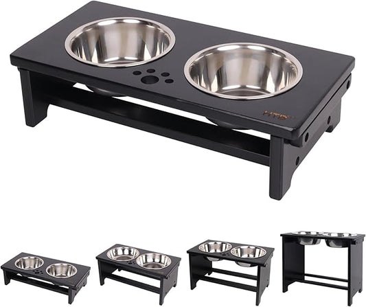 HTB Elevated Dog Bowls,Raised Dog Bowl Stand with 2 Stainless Steel Bowls,Elevated Raised Dog Bowls for Large Medium Small Sized Dogs