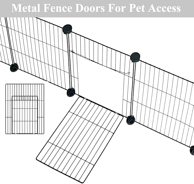 LANGXUN 24pcs DIY Small Animal Pet Playpen with Waterproof Mat, C&C Cage for Puppy Kitten, Rabbit Cage,Guinea PigsGuinea Pig Cages | Indoor & Outdoor Portable Metal Wire Yard Fence, Metal Pet Panels