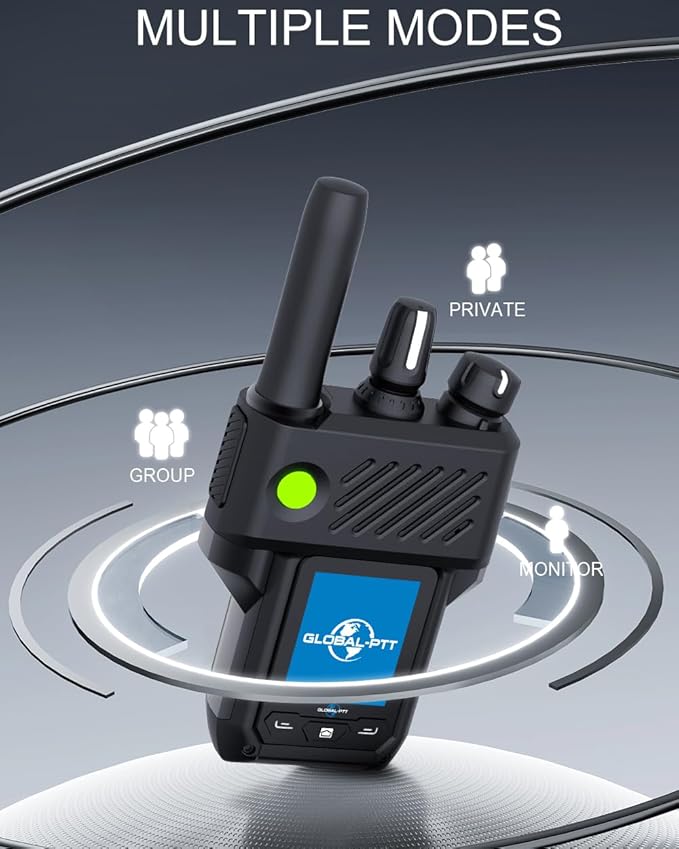 Global-PTT G6Plus 4G LTE Two-Way PoC Radios - 8800mAh Battery Nationwide Coverage Unlimited Communication Range - Metal Body Walkie Talkies (Classic Black)