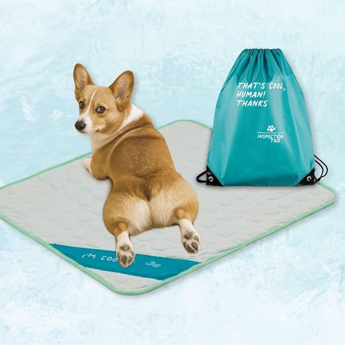 INSPECTOR TAIL 3D ChillPocket Cooling Mat for Dog + String Bag Pack/Air-Cells for Better Airflow/Washable & Portable Pet Soft Pad for Indoor or Outdoor Blanket for Kennel Sofa Bed Floor Car