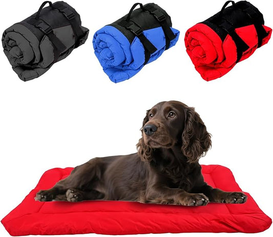 Foldable Waterproof Outdoor Dog Bed – Portable Travel Mat for Camping, Machine Washable Pet Bed for Small to Medium Dogs, Indoor & Outdoor Use(Red)
