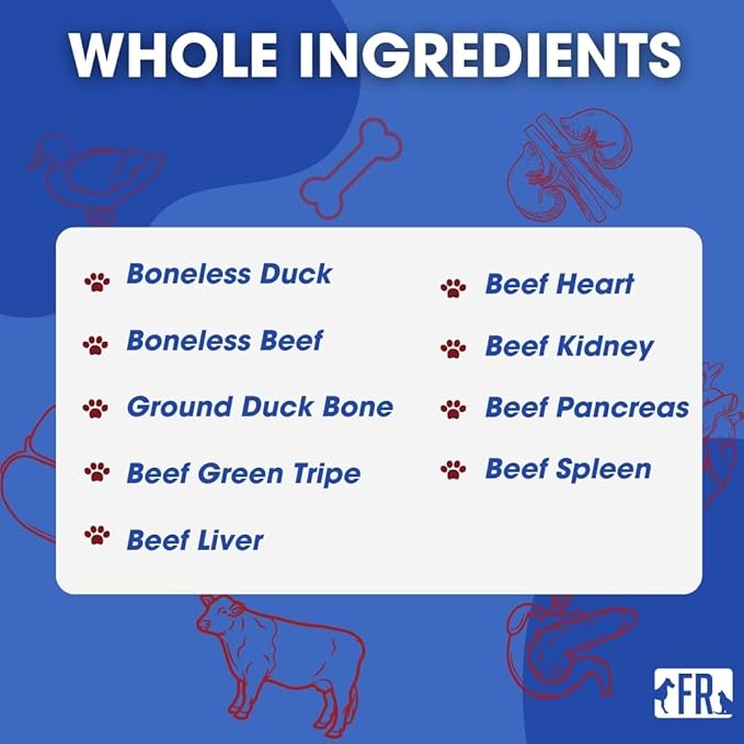 Freeze-Dried Raw Cat Food - Duck & Beef Formula, High Protein, Grain-Free, Whole Ingredients, No Additives, Meal Mixer or Topper - Supports Healthy Digestion, Coat, and Joints