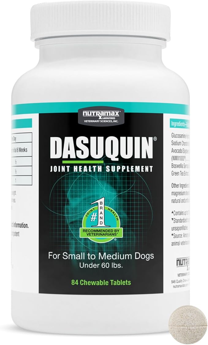 Nutramax Dasuquin for Small to Medium Dogs, Joint Health Supplement, Contains Glucosamine for Dogs, Plus Chondroitin, ASU and More, Supports Healthy Joints, Chewable Tablets, 84 Count