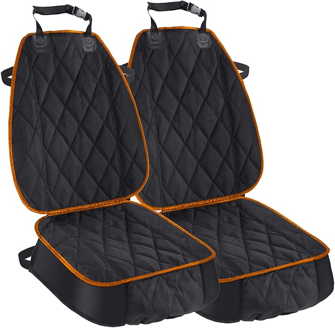 AsFrost Dog Car Seat Cover for Cars SUVs Trucks, Thicked 600D Oxford Heavy Duty Waterproof Front Car Seat Covers for Dogs Durable Nonslip Padded Pet Car Seat Protector with Side Flaps, 2 Pack