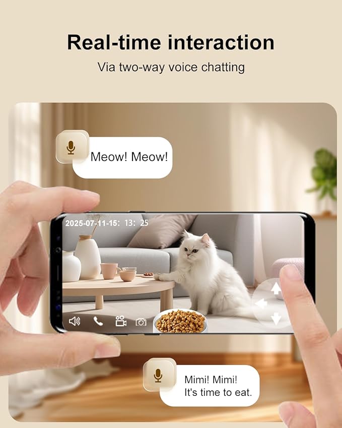 SANSCO Automatic Cat Feeder with Camera: Automatic Dog Feeder, 2MP Video Recording Timed 2.4 & 5GHz WiFi App Control Pet Feeder Dispenser for Cat Dog, Rotates Up and Down, 4L