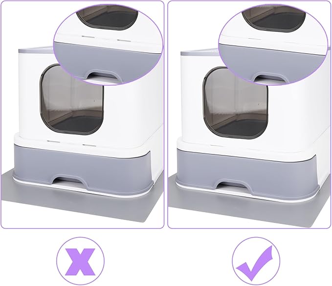 RIZZARI Cat Litter Box Stainless Steel Top-Entry : Leak-Proof Enclosed Design Reduces Odor, for Indoor Cats & Owners (White)