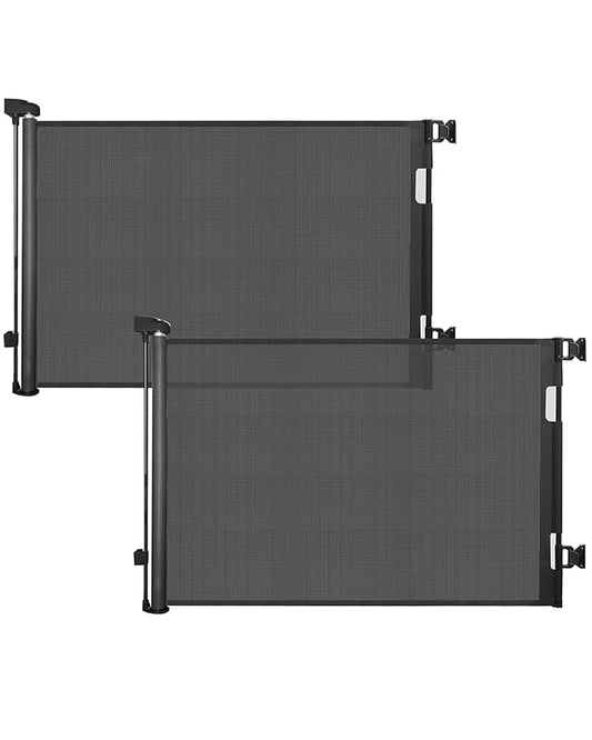 (2 Pack) Retractable Baby Gate for Doorways and Stairs, Mesh Safety Gate for Pet, Indoor & Outdoor Use, One-Hand Operation, Easy Installation, 33.6" Tall, Expands to 55" Wide（Black,33.6"x55")