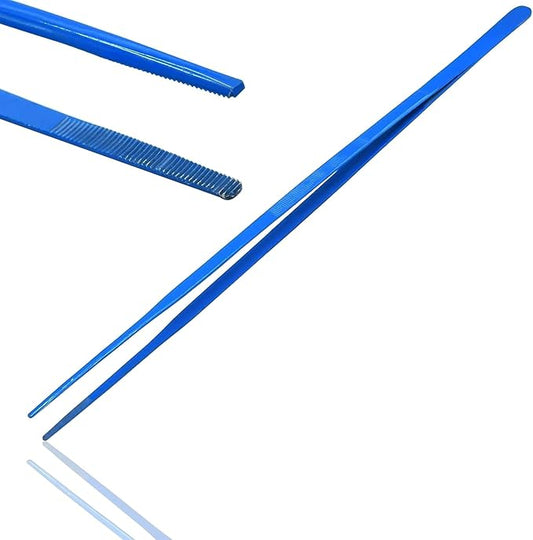 (Huge Jumbo Aquarium Aqua Tweezers) Thumb Dressing Forceps Serrated 24" Long Blue Coated for Educational Use