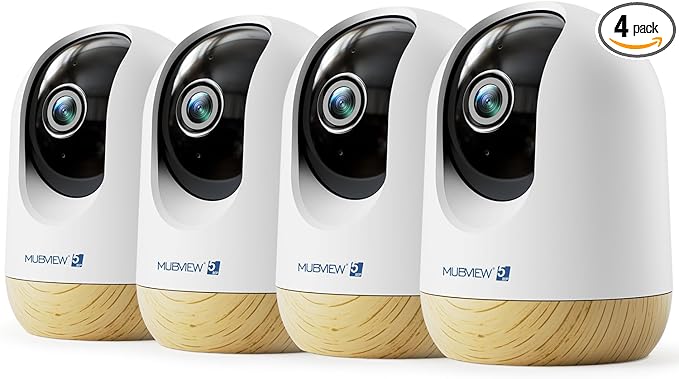 MUBVIEW 5MP Indoor Security Camera, 5/2.4G WiFi Cameras for Home Security, Pet/Dog/Baby Camera with Phone app, Plug-in, 2-Way Audio, Night Vision, Motion Detection, Auto Tracking, 4-Pack