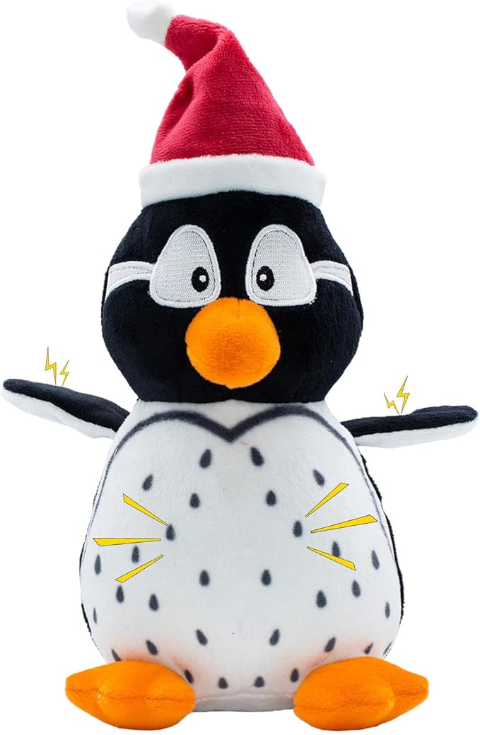 Dog Toys Squeaky Interactive Puppy Teething Chew Toy Stuffed PP Cotton Crinkle Sound Paper Tail,Penguin Shape for Large Medium Small Breeds Indoor Outdoor Play