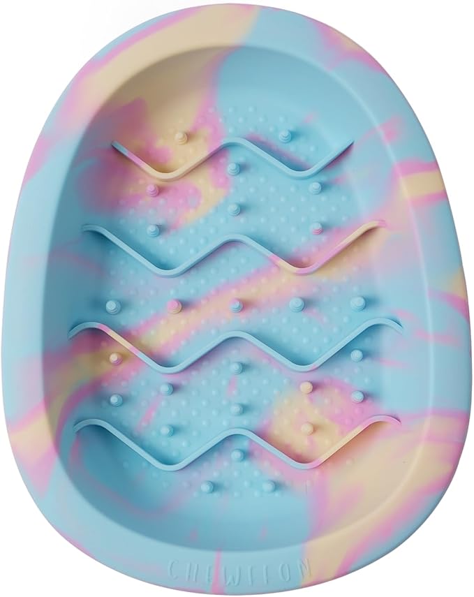 Interactive Dog&Cat Lick Mat Bowls, BPA-Free Silicone Dog Slow Feeder Bowl with Suction Cups, Non Slip Food Bowl for Dogs and Cats, Reduces Boredom and Anxiety, Dishwasher Safe, Rainbow