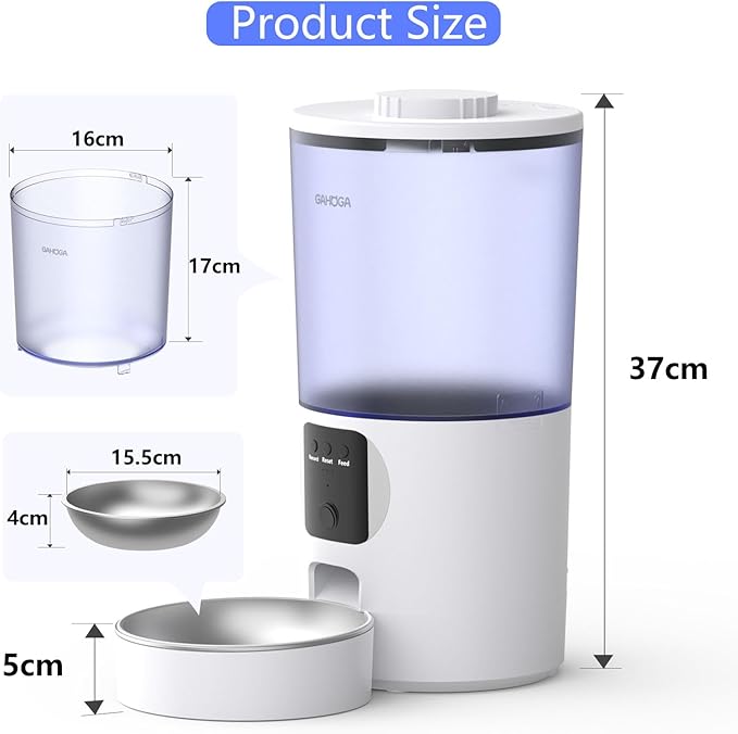 Automatic Cat Feeder with Camera and App, 6.5L 1080P HD Timed Pet Feeder, Automatic Dog Feeder with 2-Way Audio for Cats/Small Dogs, Cat Food Dispenser with Night Vision/Motion Alerts, WiFi 2.4G/5G