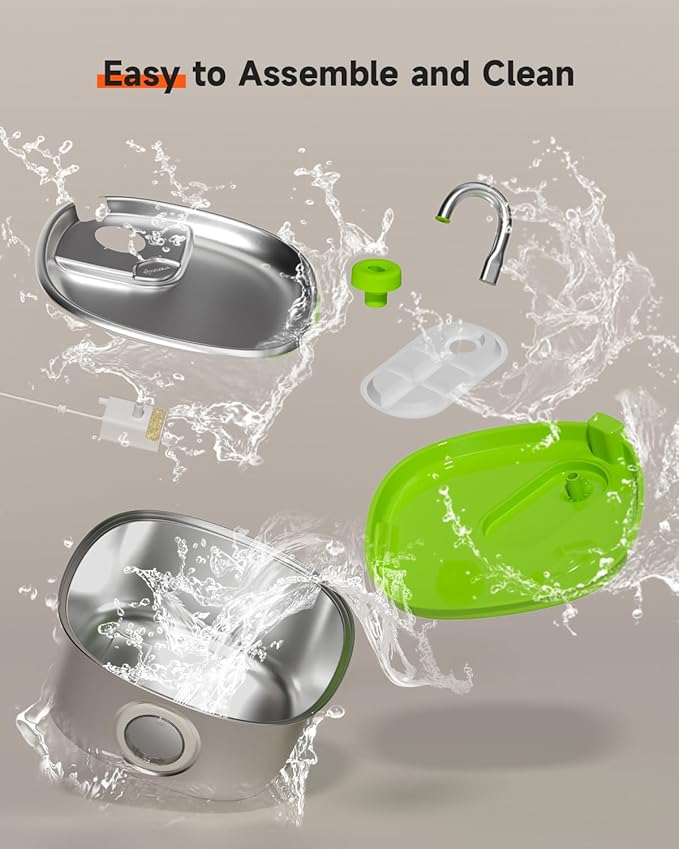 3L Automatic Cat Feeder,5G & 2.4G Wi-Fi Timed Cat Food Dispenser, 1-10 Meals Per Day+Stainless Steel Dog Water Fountain 7L,Dog Water Dispenser