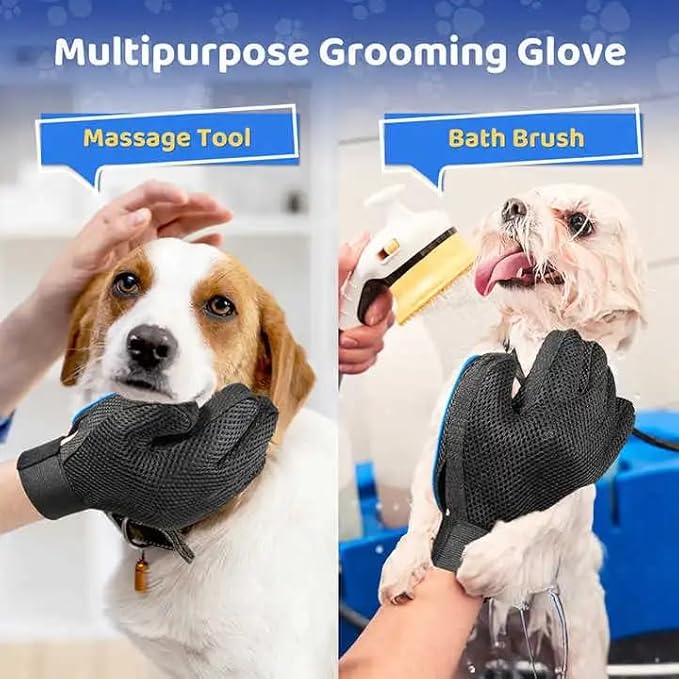[Pair of 2] Pet Grooming Gloves for Dogs & Cats – Efficient Deshedding Brush Mitts for Both Hands – Gentle Dog & Cat Hair Remover for Shedding, Bathing & Grooming