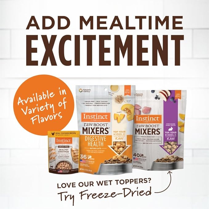 Instinct Healthy Cravings Natural Wet Cat Food Topper, Grain Free Recipe - Variety Pack, 3 oz. Pouches (Pack of 12)