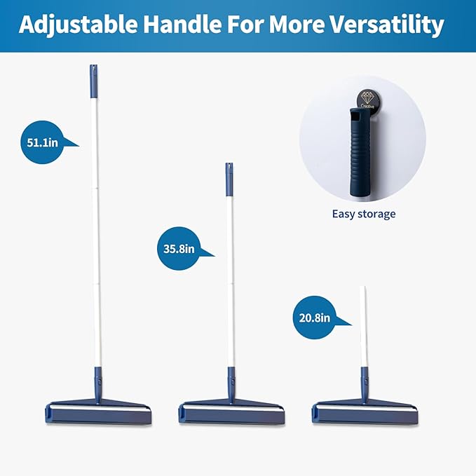 Floor Lint Rollers for Pet Hair Extra Sticky Mop，9.84in with 51.2in Long Handle Large Lint Remover Roller for Carpet Cleaner Cars, Clothing, and Pet Hair Picker from Floors