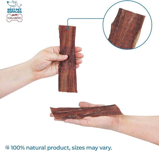 GigaBite 6 Inch Beef Gullet Jerky Strips (25 Pack) - All Natural, Free Range Beef Esophagus Taffy Dog Treat by Best Pet Supplies