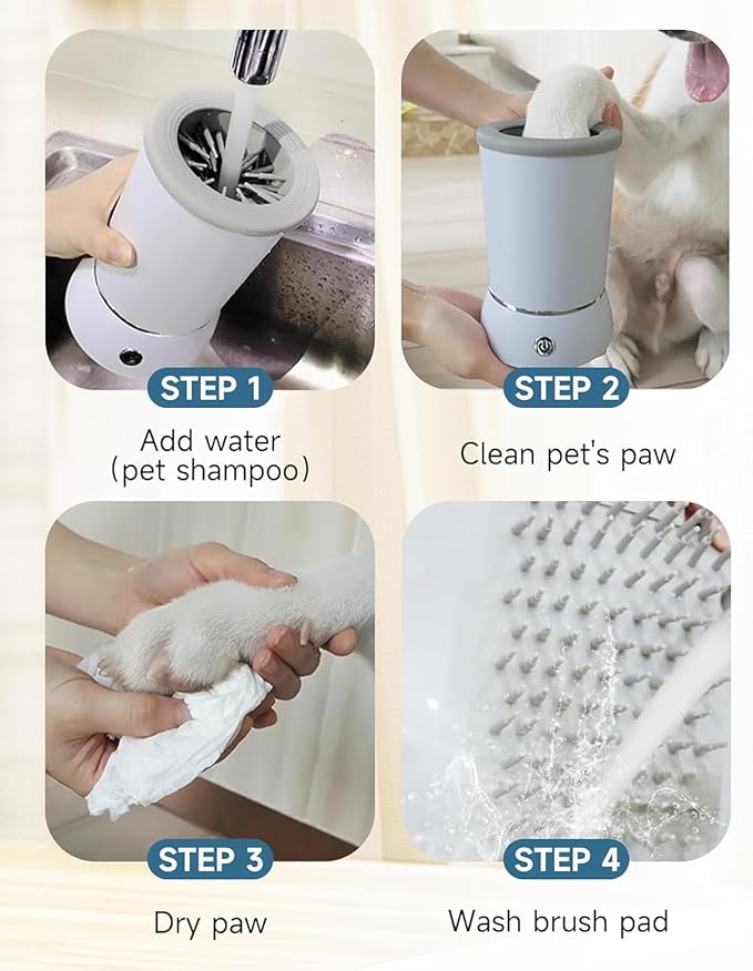 Automatic Dog Paw Cleaner for Dogs，Electric Dog Foot Paw Washer Cup and Massager，2 Speeds for Thorough Cleaning and USB Rechargeable,Pet Paw Feet Cleaner for Small Medium Dogs Cats (Blue)