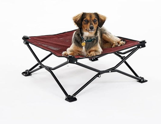 Coolaroo On-The-Go Elevated Dog Bed - Foldable Pop-Up Travel Dog Bed with Breathable, Moisture-Resistant Fabric, Carry Bag Included, Lightweight & Portable, Brick, Standard