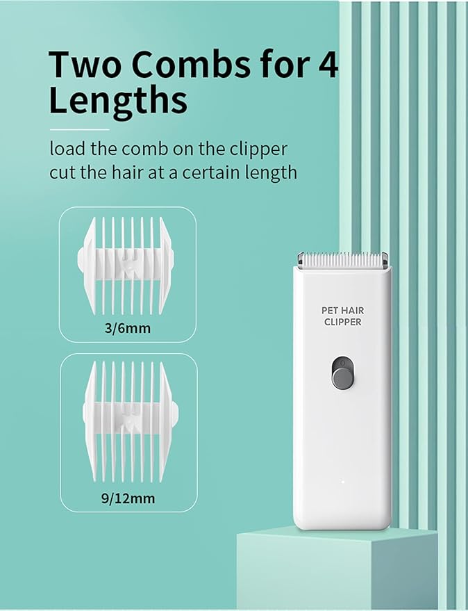 Dog Cat Home Hair Waterproof Clipper Portable Electric USB Rechargeable Pet Grooming Tools Low Noise Shaver Cordless Trimmer for Small and Large Pets