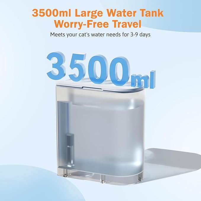 Wireless Cat Water Fountain No Filter, Rechargeable Smart Water Fountain for Cats Indoor, 3.5L Large Capacity, Automatic Water Dispenser for Pets Fresh Drinking, Wastewater Separation