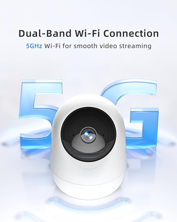 Indoor Camera 5G WiFi Pan & Tilt 2.5K 4MP Compatible up to 256GB SD Card (Not Included) - Security Camera Indoor, Plug-in Puppy/Pet Camera with Speaker/Phone App for Room, Motion Tracking