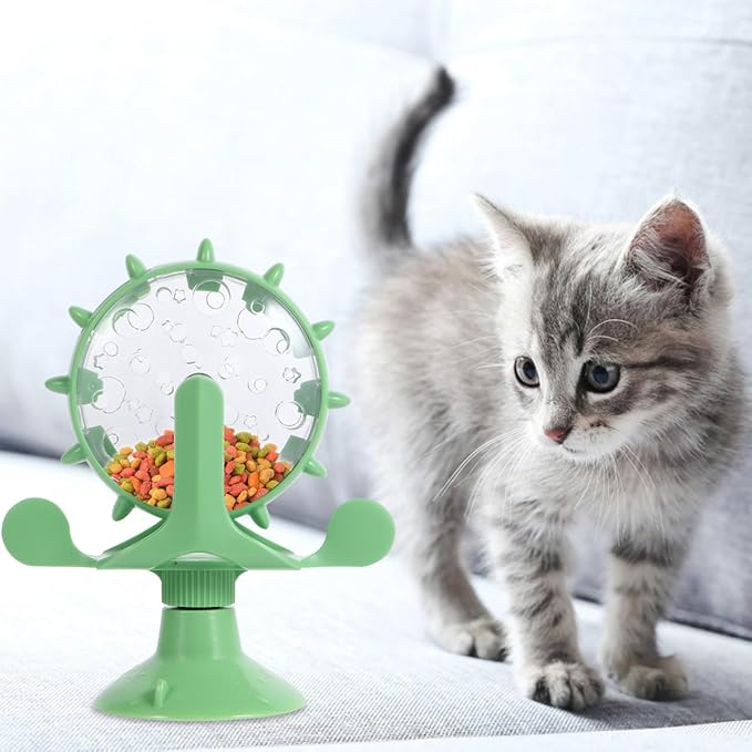 Interactive Pet Treats Dispenser Toy: 360 Degree Rotating Windmilt Feeding Windmill Dispenser Interactive Slow Food Toy for Cats and Dogs Enhances Iq Relieves Promotes Healthy Eating