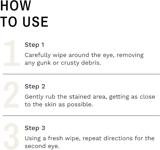 Eye Envy Tear Stain Wipes for Dogs. Textured to Gently Clean. Presoaked in 100% Natural Formula. Recommended by AKC Breeders, Vets, Groomers. Treats The Cause of Staining. USA Made. 60 Dog Eye Wipes
