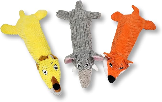 Dog Toys, Squeaky Plush No Stuffing Crinkle Dog Toy for Small Medium Large Dogs, [3 Pack] Interactive Puppy Teething Water Bottle Dog Chew Toy