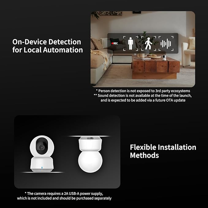 Aqara 2K Indoor Security Camera E1, Pan & Tilt, HomeKit Secure Video Indoor Camera, Two-Way Audio, Night Vision, Person Tracking, Wi-Fi 6, Plug-in Cam Supports HomeKit, Alexa and IFTTT