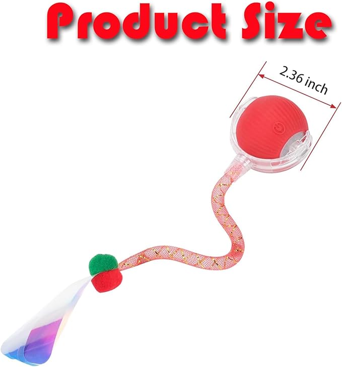 Speed 2.0 Tail Interactive Cat Toys for Indoor Cats, Chirping & Motion Activate Ca t Toy, Smart Kitten Rolling Ball Moving Ball Toys, Rechargeable Dog Cat Bal l for Enrichment Exercise (Red)