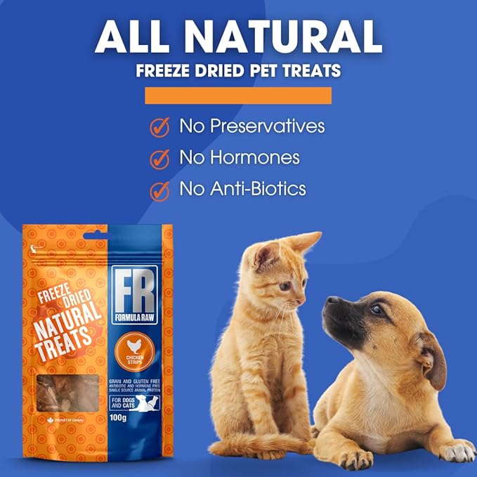 Freeze-Dried Chicken Strips for Dogs and Cats – Single Ingredient, Natural Raw Chicken Breast Treats – High Protein, Lean & Crunchy, Grain-Free