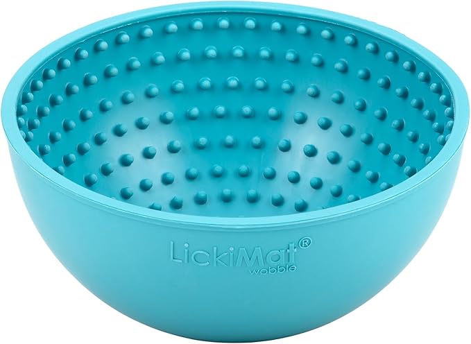 LickiMat Wobble, Dog Slow Feeder Bowl Lick Mat, Boredom Anxiety Reducer; Perfect for Food, Treats, Yogurt, or Peanut Butter. Fun Alternative to a Slow Feed Dog Bowl, Turquoise