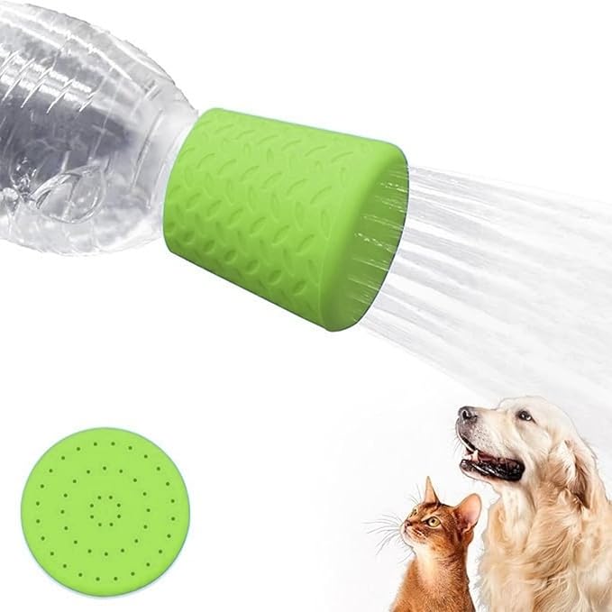Portable Outdoor Shower for Dogs Bottle Attachment Outdoor Sprayer Accessory for Most Plastic Water Bottles for Bathing Pets During Outdoor Activities, Hiking and Camping. (Green)