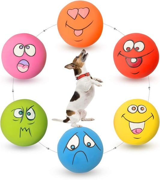 Latex Dog Squeaky Toys Rubber Soft Dog Toys Chewing Squeaky Toy Fetch Play Balls Toy for Puppy Small Pets 6pcs for Mini, Small Breeds, 2.28"*2.28"*1.30"