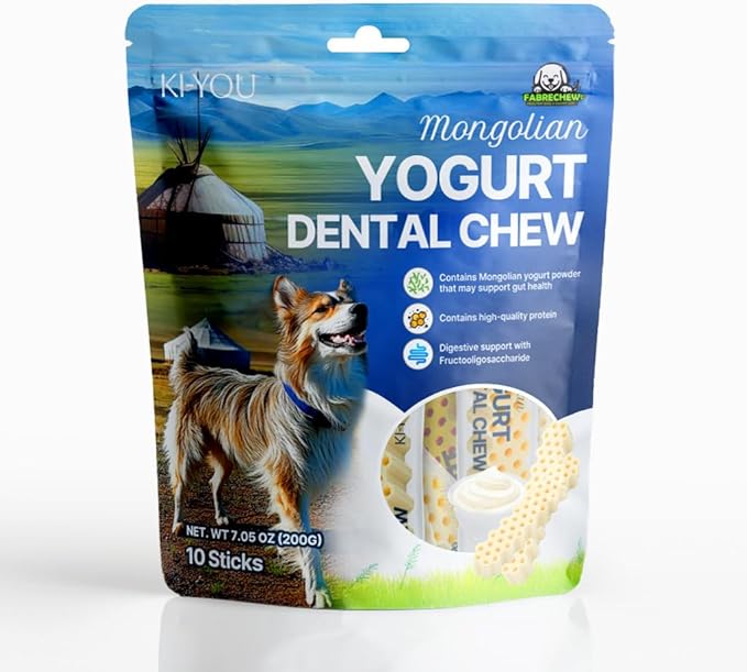 KI-You Mongolian Yogurt for Dogs – Soft Honeycomb Shape for Advanced Dental Care, Probiotic & Prebiotic Rich for Gut Health, for Sensitive Gums (Chew - Long Type)