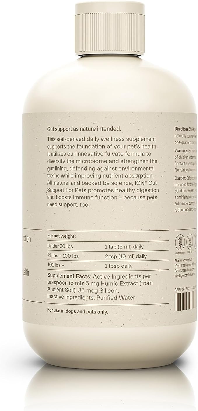 ION Intelligence of Nature Gut Support for Pets | Strengthens Digestion, Supports Kidneys, Aids Immune Function, and Defends from Food Toxins (16 Ounce)