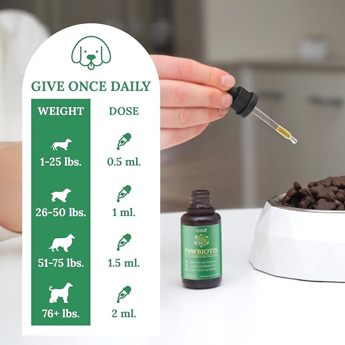 Pawbiotix Liquid probiotics for Dogs - Dog probiotics for Digestive Health | 100% Natural Dog Gut Health probiotics | probiotics for Dogs | Original Formula, Beacon Flavor, 1oz, 3 Month Supply