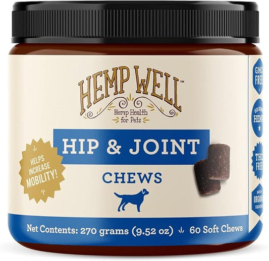 Hemp Well Hip and Joint Soft Chews – Supports Mobility and Promotes Healthy HIPS and Joints for Dogs, Organically Sourced (60 Count)